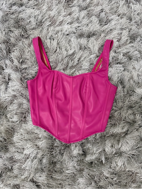 Sincerly Jules Tops - Sincerely Jules Hot Pink Faux-Leather Corset Tank